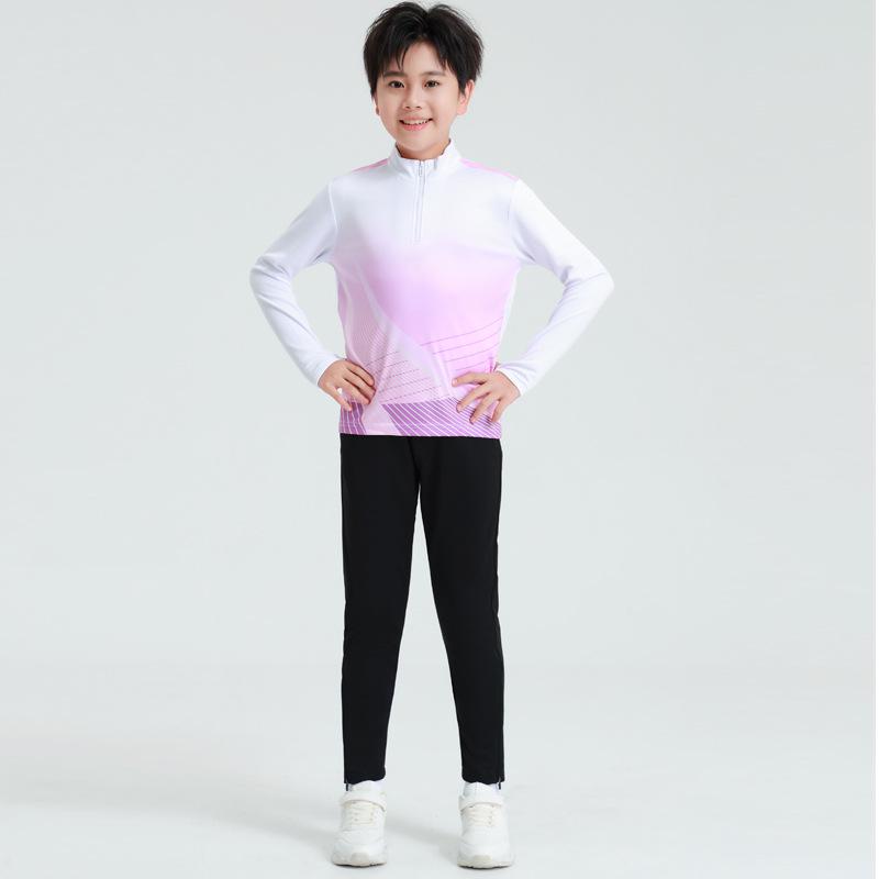 Unisex Autumn Winter Long Sleeve Football Training Suit with Half Zip for Children and Adults