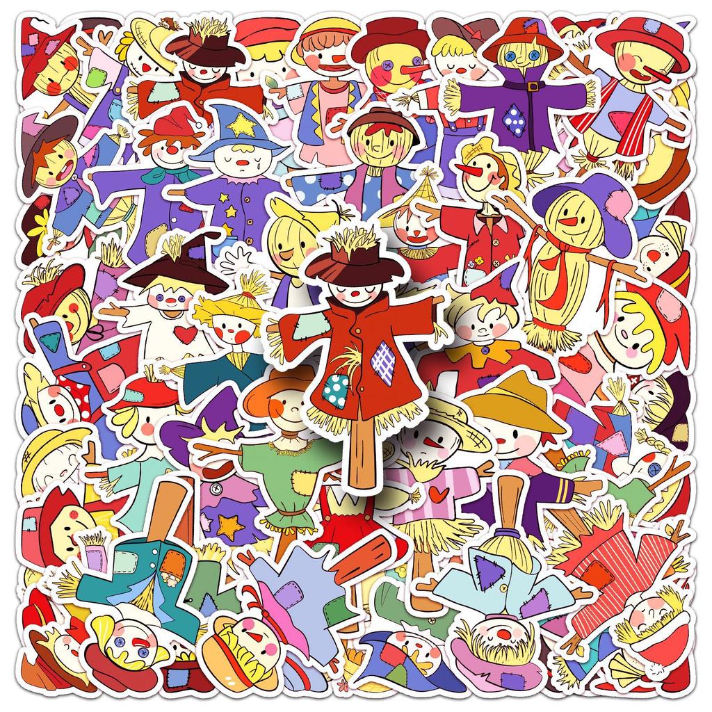 50 Scarecrow Doodle Stickers Cartoon Hand Drawn Creative Decorative Mobile Phone Case Water Cup Luggage Stickers