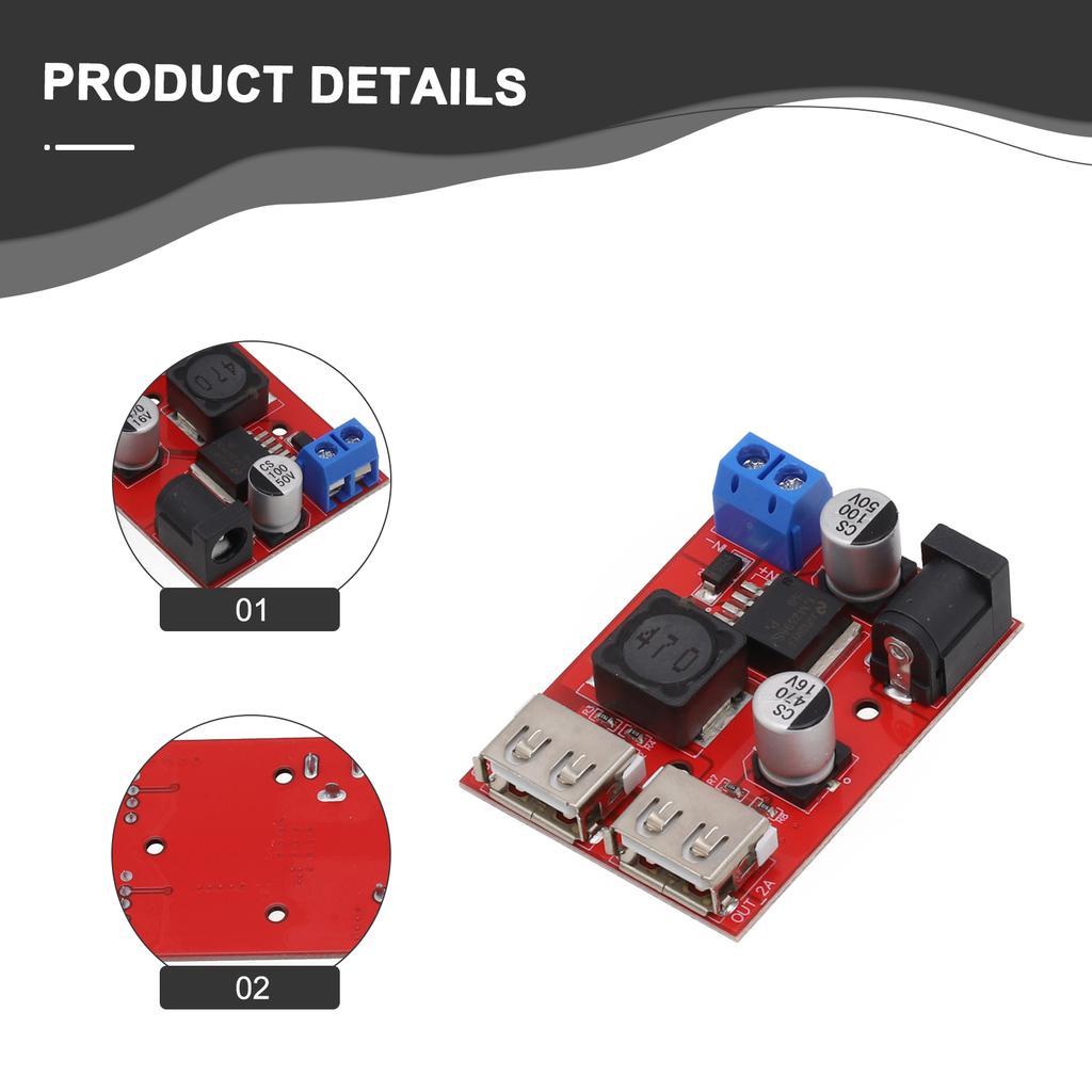 DC 6V-40V To 5V 3A Double USB Charge DC-DC Step-down Converter Module With Wire For Vehicle Solar Controller Charger