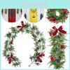 Weihnachts-Rattan-Kranz-Girlande mit Beeren und Blumen - DIY Kamin-Dekoration und Baumschmuck