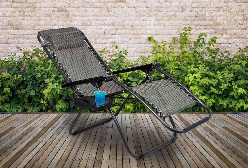 Orion Zero Gravity Garden Lounger Brown Herringbone