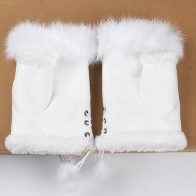 1 paar Frauen Winter Handschuhe Einstellbare Kordelzug Dicken Plüsch Faux Pelz Winddicht
