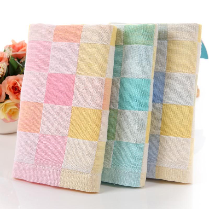 Cotton double-layer gauze thin color grid dyed fabric jacquard bath towel kindergarten confinement gauze towel beach towel