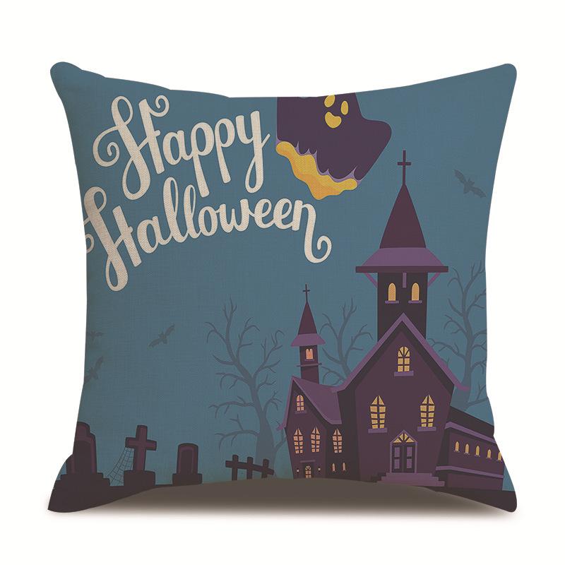 Halloween Linen Pillow Cover Printed Pillow Cover