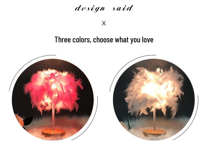 Nordic Luxury Feather Table Lamp - Elegant Bedroom Bedside Light, Creative Gift, Night Light Décor.
