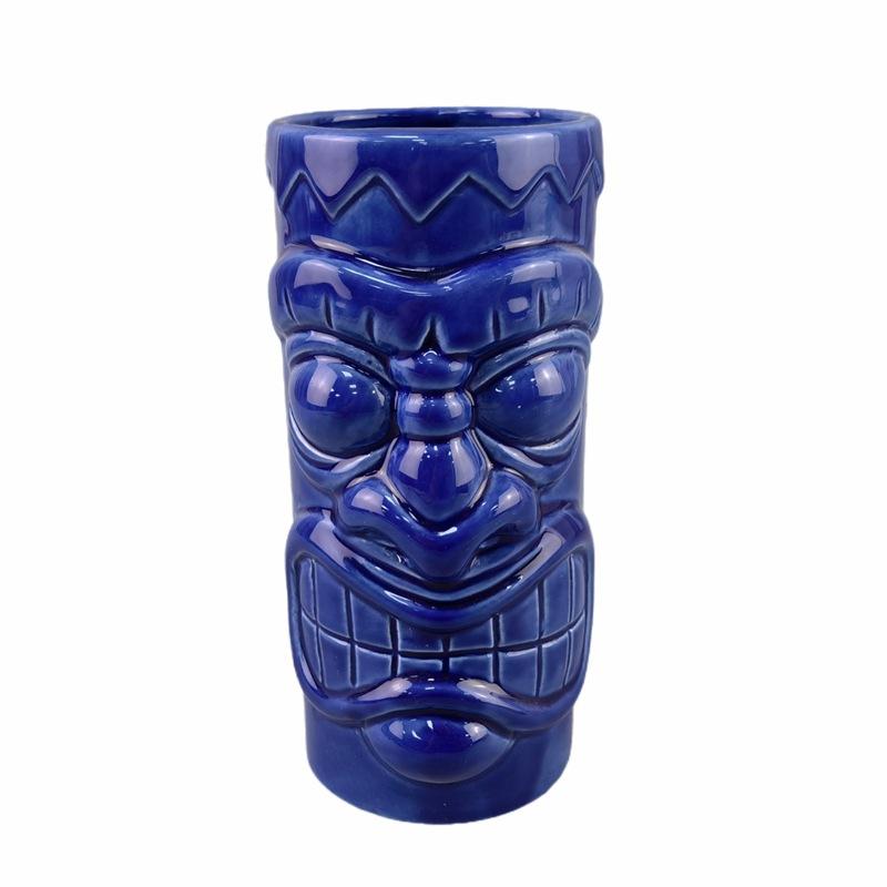 American Bar Tiki Cup Hawaiian Ceramic Cocktail Cup Embossed Tiki Cup Zombie Cup