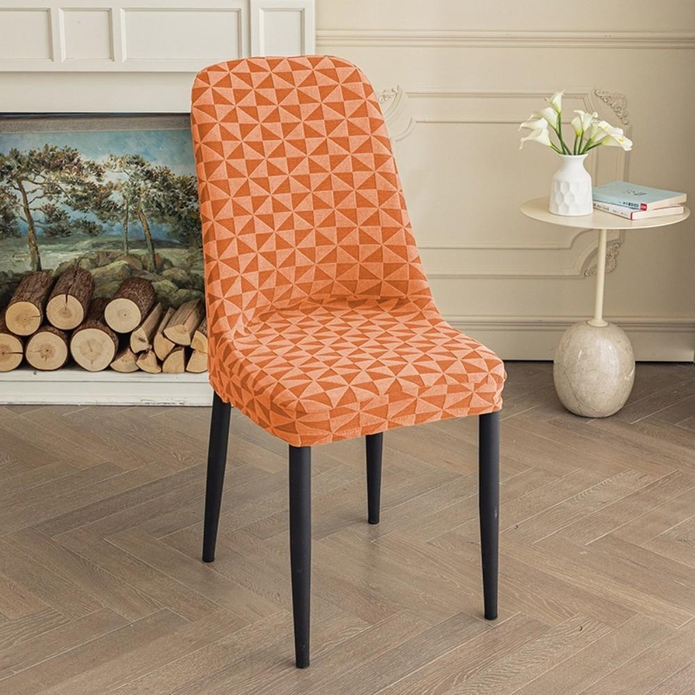 

Elastic Stretch Curved Dining Chair Cover Two Color Thicked Leaf Jacquard Chair Cushion Cover Waterproof Parson Chair Slipcovers оранжевый