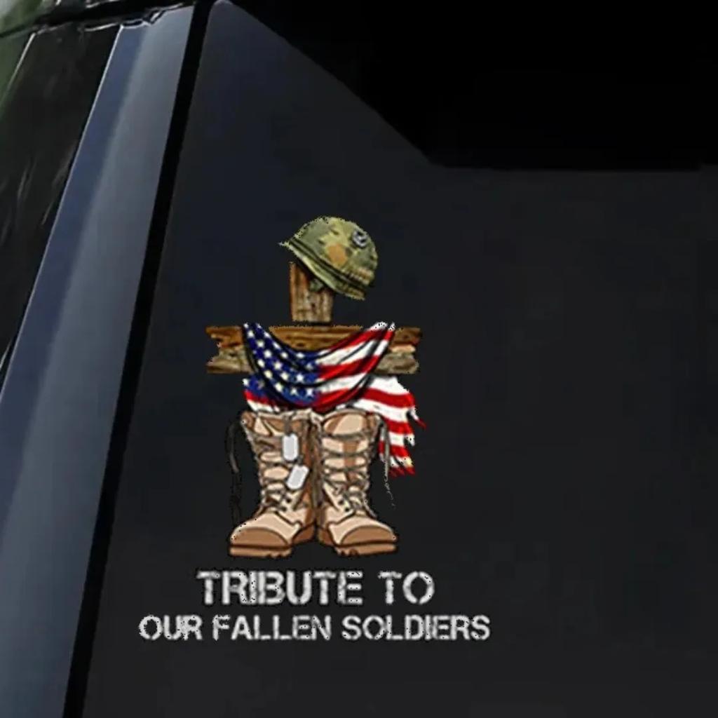 TRIBUTE TO OUR FALLEN SOLDIERS VETERANS Car Stickers Windshield Bumper Decoration Memorial Day Decals Removable Auto Accessories