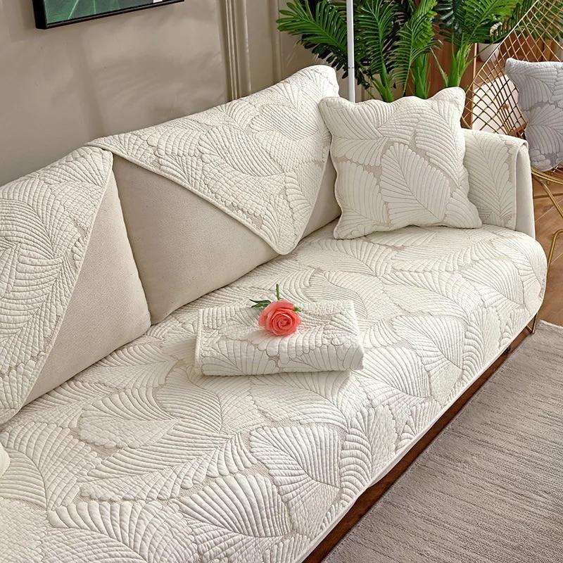 White Print Sofa Covers Double-sided Cotton  Sofa Cushion Four Seasons Sofa Towel Living Room Corner Couch Cover Armrest Towel