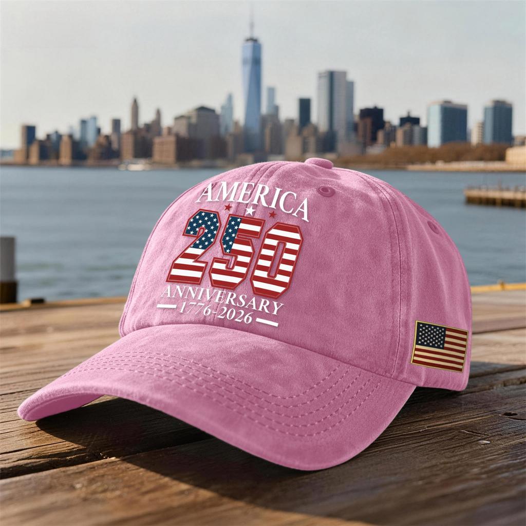 Unisex USA 250th Anniversary Printed Distressed Washed Baseball Cap | Patriotic Vintage Hat For Celebrations