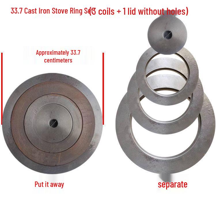 Cast Iron Firewood Stove Ring & Lid: Thickened Rustic Pot and Fire Pit Accessories