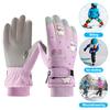 1 Pair Winter Ski Gloves with Fastener Tape Water-Resistant Windproof Fleece Lining Thermal Touchscreen Gloves for Kids
