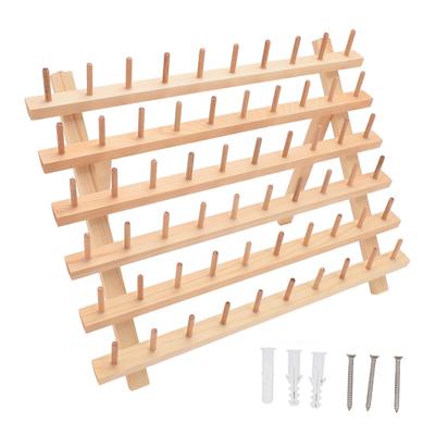 60 Spools Wooden Thread Holder Wall Mounted Standable DIY Decoration Sewing and Embroidery Thread
