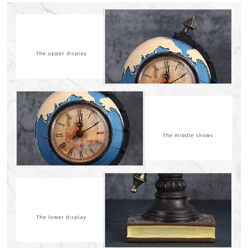 Stylish Book Inspired Clock Decor Resin Globe Ornament Perfect for Home Office Christmas Gifts