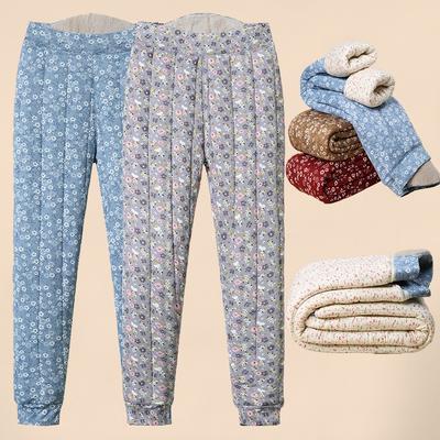 Women's Winter Thermal Pants, Mothers Wear Leggings, Elderly Women and Grannies, Autumn and Winter Floral Cold-proof Cotton Pants