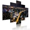 5 Pieces Modular Picture Bustling Cityscape Poster HD Printed Wall Art Modern Metropolis Skyscrapers Canvas Painting Home Decor