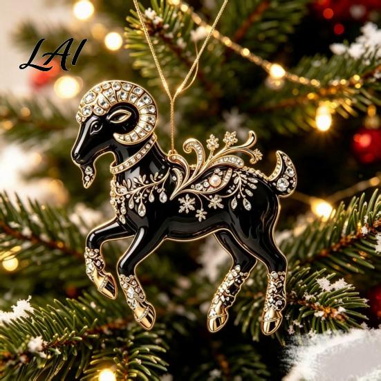 Seasonal Ornaments for Shopping Malls Black Goat Christmas Tree Hanging Ornament 2D Acrylic Festive Lightweight Holidays Pendant Decorative