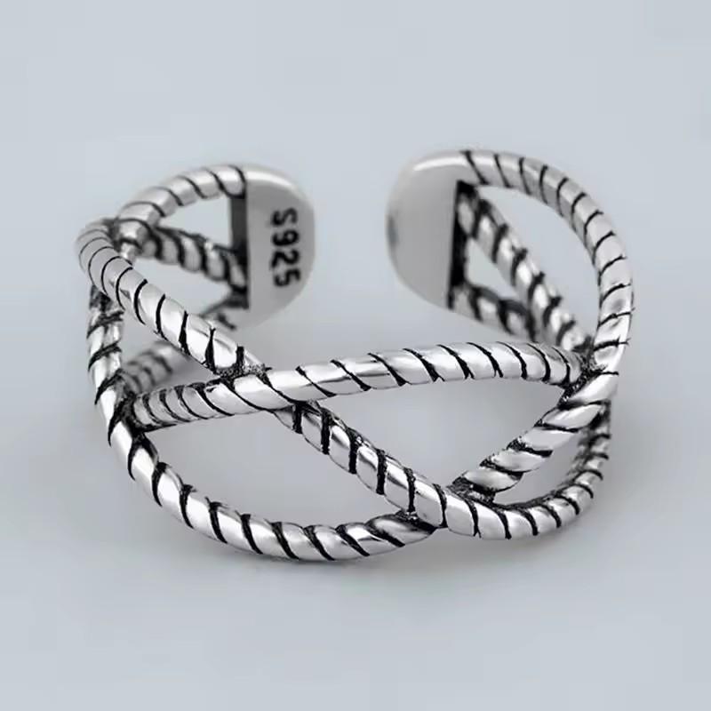 

copper Chain Knot Ring Ideal For Women Wrap Wide Band Rock Geometry Punk Jewellery Gift Dropshipping High Quality resizable