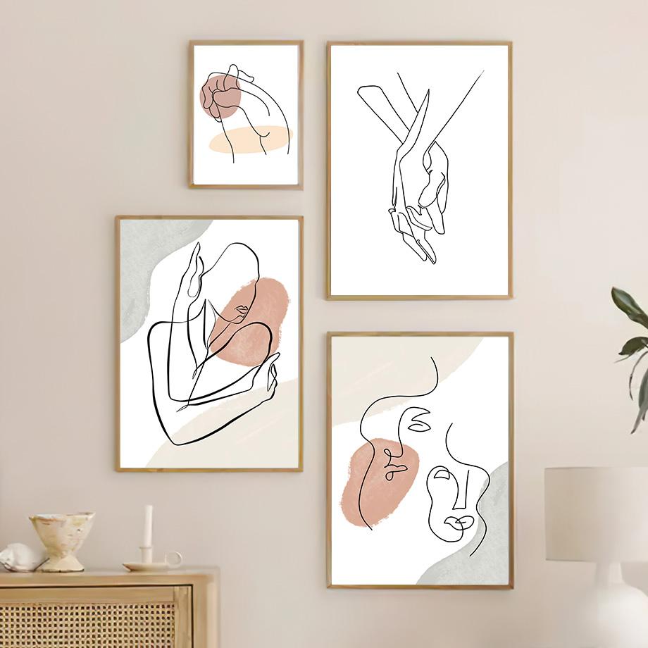 Wandkunst Leinwand Malerei Moderne Minimalistische Drew Line Liebhaber Körper Gesicht Nordic Poster Und Drucke Wand Bilder Für Wohnzimmer