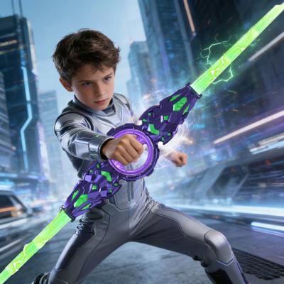 Light Up Weapon Double-Edged Lightsaber Toy with LED Lights And Sound Extendable Spinning War Warriors Toy for Cosplay Halloween Party Sci-Fi Role