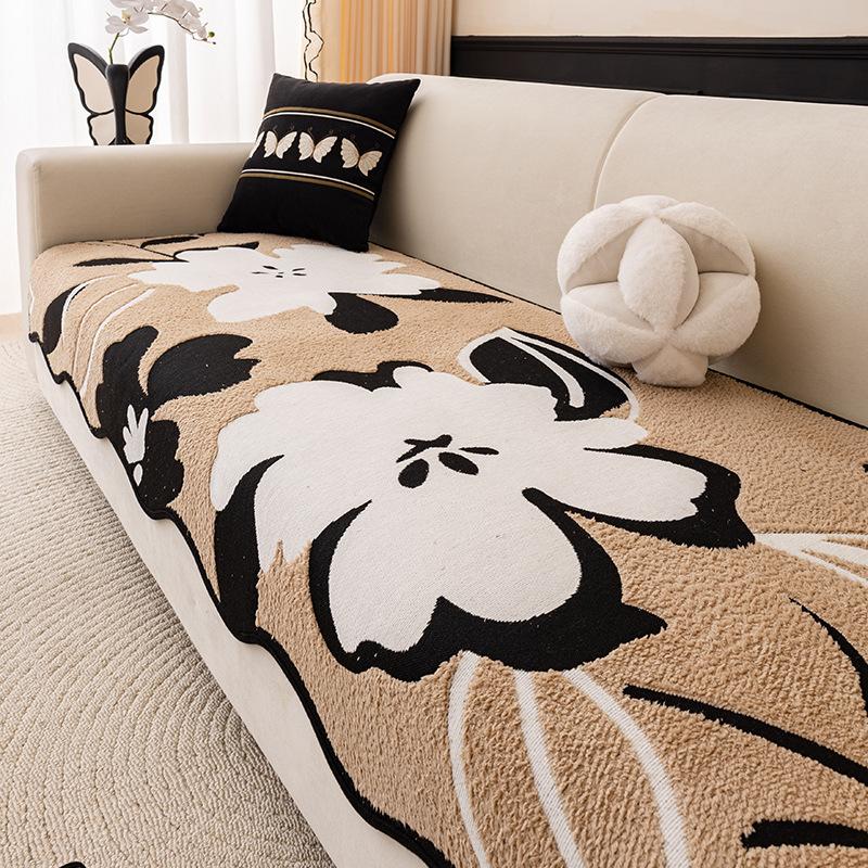 

Irregular Special-Shaped Sofa Cushion Autumn And Winter New One-Piece Cover Towel High-End Straight Row Leather Sofa Seat Cushion Non-Slip 90*90cm