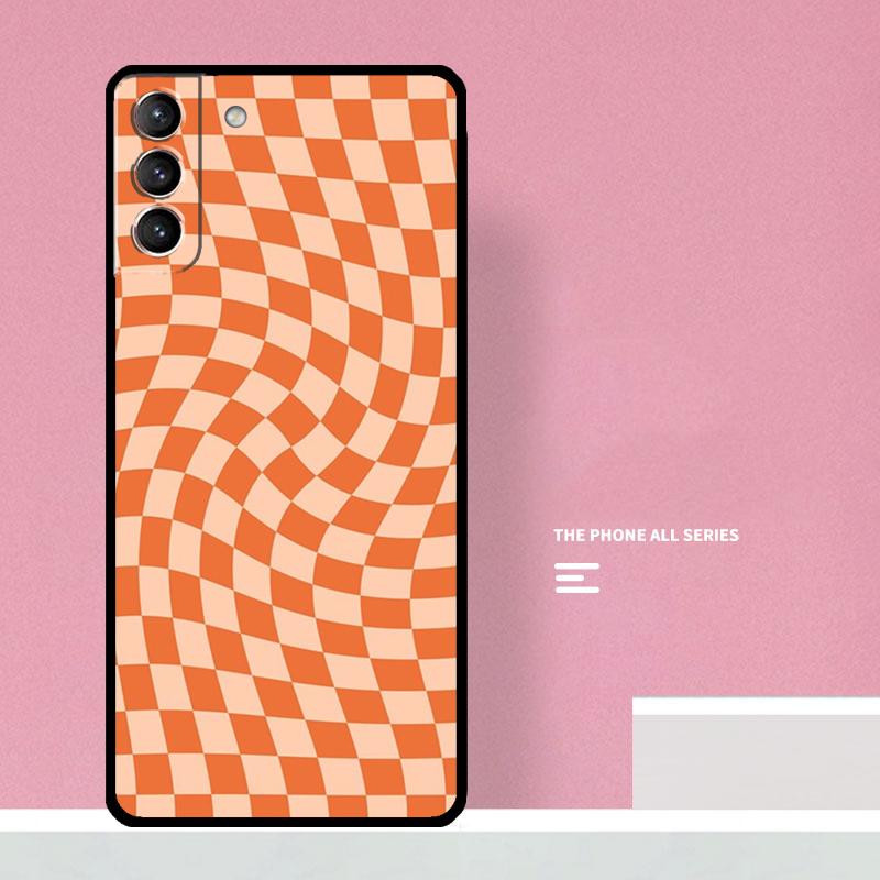 Check Orange Green Moss Twist Phone Case For Samsung Galaxy S26 S23 Ultra S20 S21 S22 S24 S25 Plus S10 S25 FE Cover Coque
