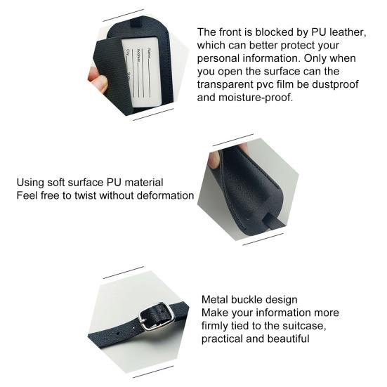 Gepäckanhänger Feine Nähte mit Klappenabdeckung Leicht zu erkennen Tragbar Verstellbar Datenschutz Kratzfestes Kunstleder Koffer