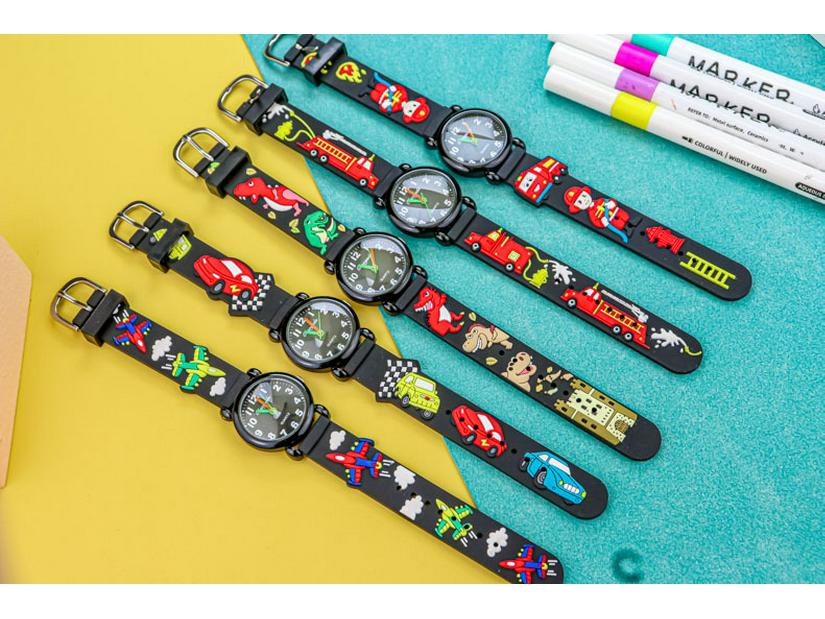 Dziecięcy Kreskówkowy Zegarek Kwarcowy 3D - Motywy: Piłka nożna, Samolot, Koparka, Dinozaur