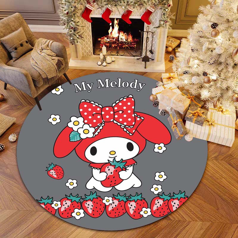 This My Melody Cartoon Round Rug Can Be Used To Decorate Living Rooms, Bedrooms, Sofas, and Playrooms; It Is A Non-slip Rug.