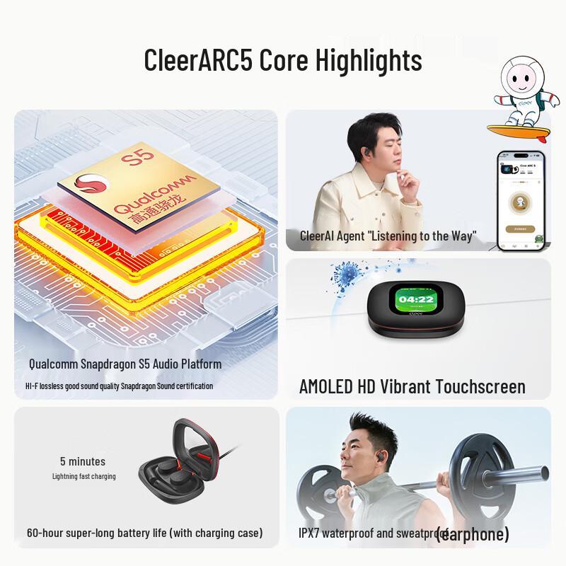 Cleer ARC 5 Open-Ear AI Sports Wireless Headphones