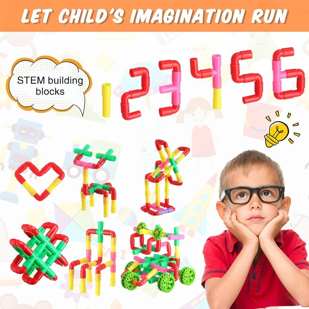 Children'S Splicing Water Pipe Building Blocks Toy Splicing 3-4-5-6-7 Year Old Plastic Assembled Puzzle Toy