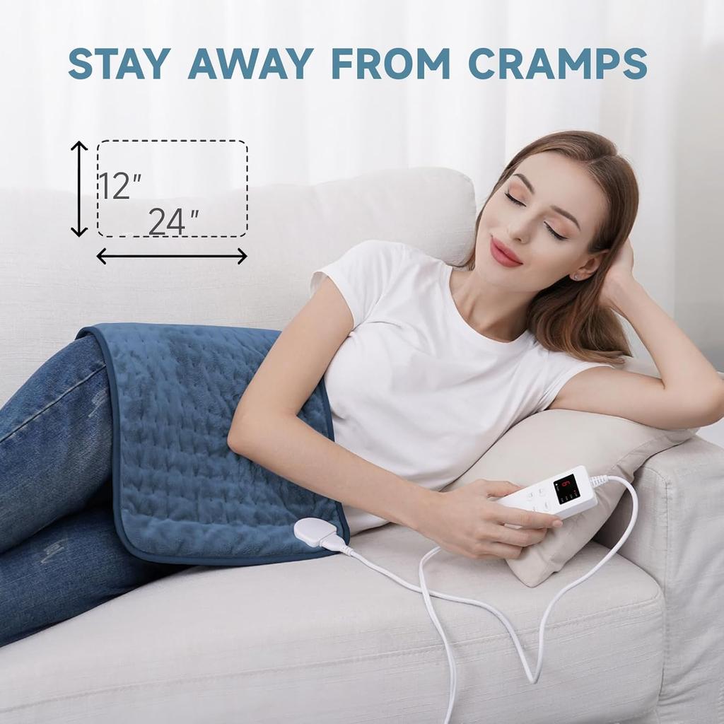 Heating Pad for Back Pain Relief, ZUODUN Electric Heating Pads for Cramps with Auto Shut Off & 6 Heat Levels, Moist Heat Therapy, Machine Washable,