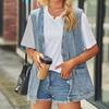 Women's Fashion Denim Autumn and Winter Sleeveless Casual Top Jacket