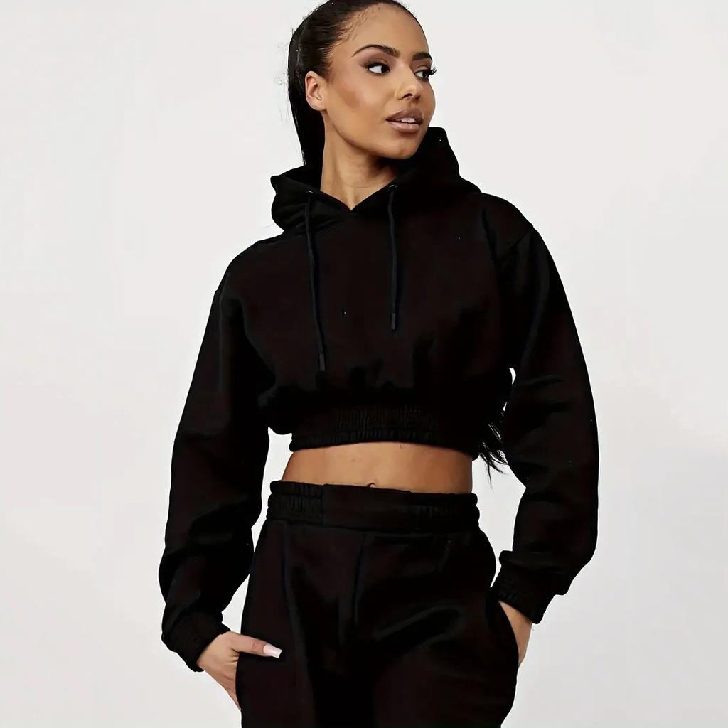 1116 European and American women's clothing velvet urban leisure sports leisure drawstring hooded trousers set