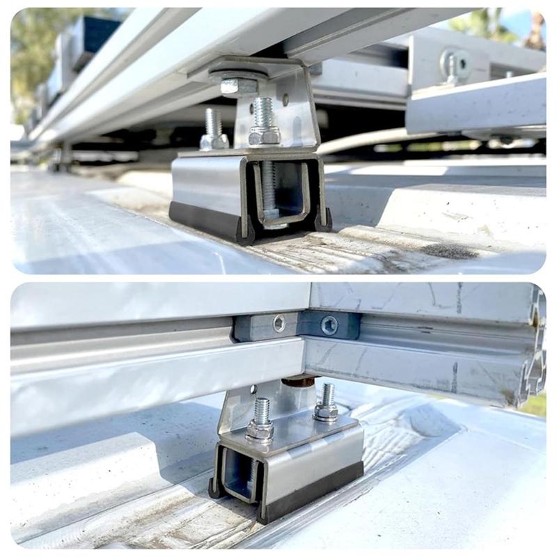 4 Stück Stahl-Solarmontageklemmen Solarhalterungen Yacht-Dachträger-Stabilisatoren Wetterfestes Design Einfaches Werkzeug Ohne Montage