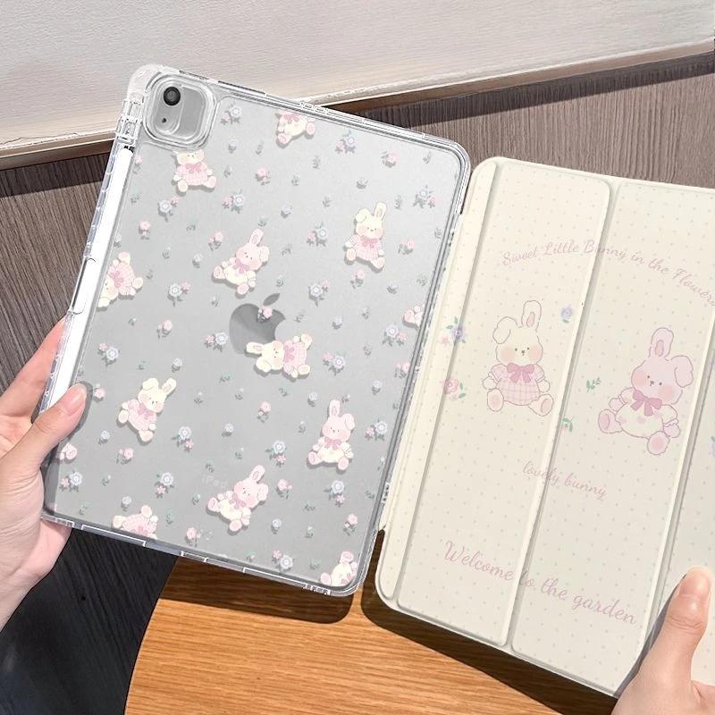 Smart Cover with Pencil Holder for Samsung Tab S6 Lite 10.4 Inch TPU Soft Case for Tab S7 S8 S9 11 Plus S10 S9 12.4 Inch Bear
