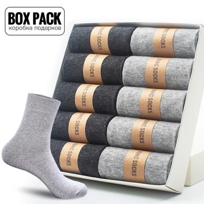 Box Pack Pánské bavlněné ponožky 10 párů/šarže Černé Business Pánské ponožky Měkké Prodyšné Léto Zima pro muže Ponožky Velké velikosti (39-45)