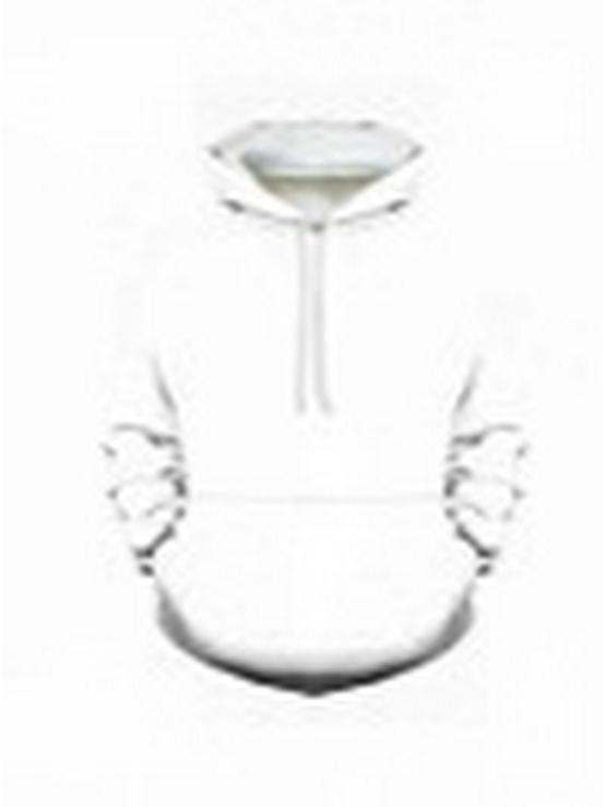 Digital White Image Print Long Sleeve Hoodie