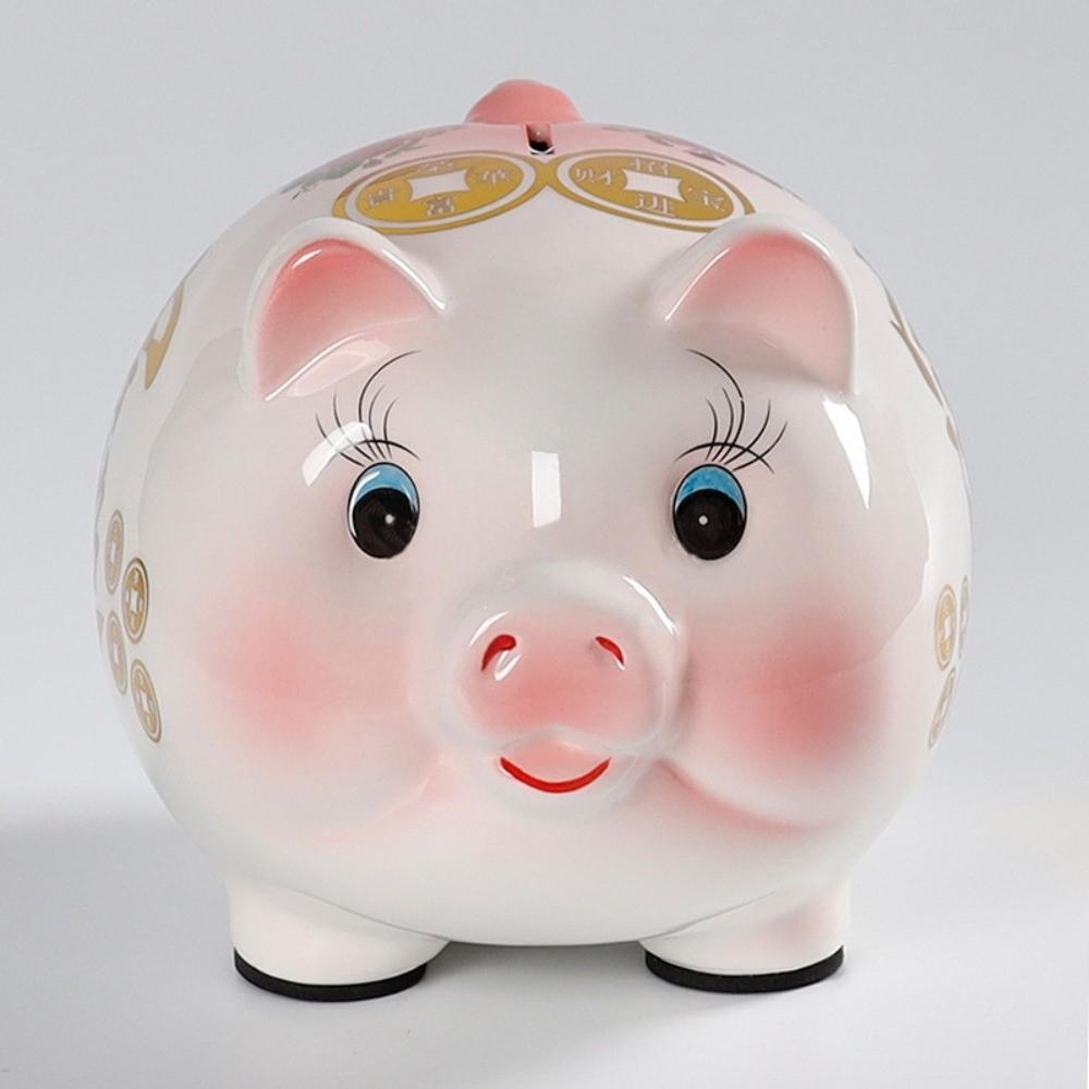 Cute Animal Piggy Money Bank Ceramic Good Luck Pig Coins Saving Box Durable Practical Golden Beans Container Gift