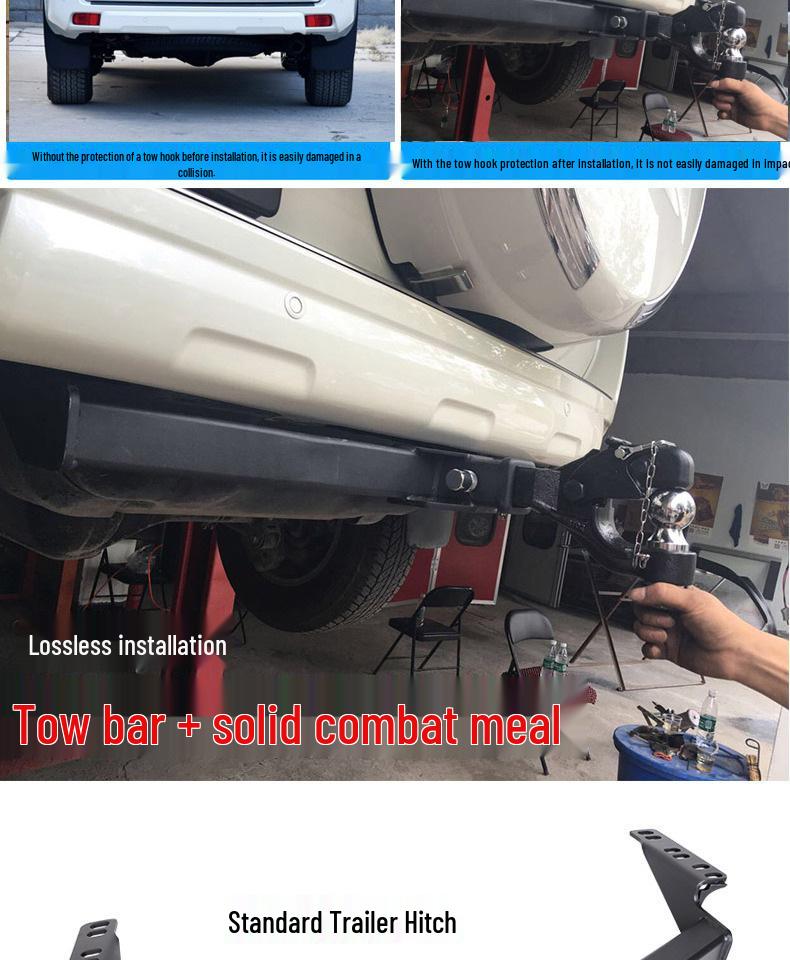 Rear Tow Hook for Modified Toyota Prado FJ - Compatible with Towing Bar and Frame Pull applications.