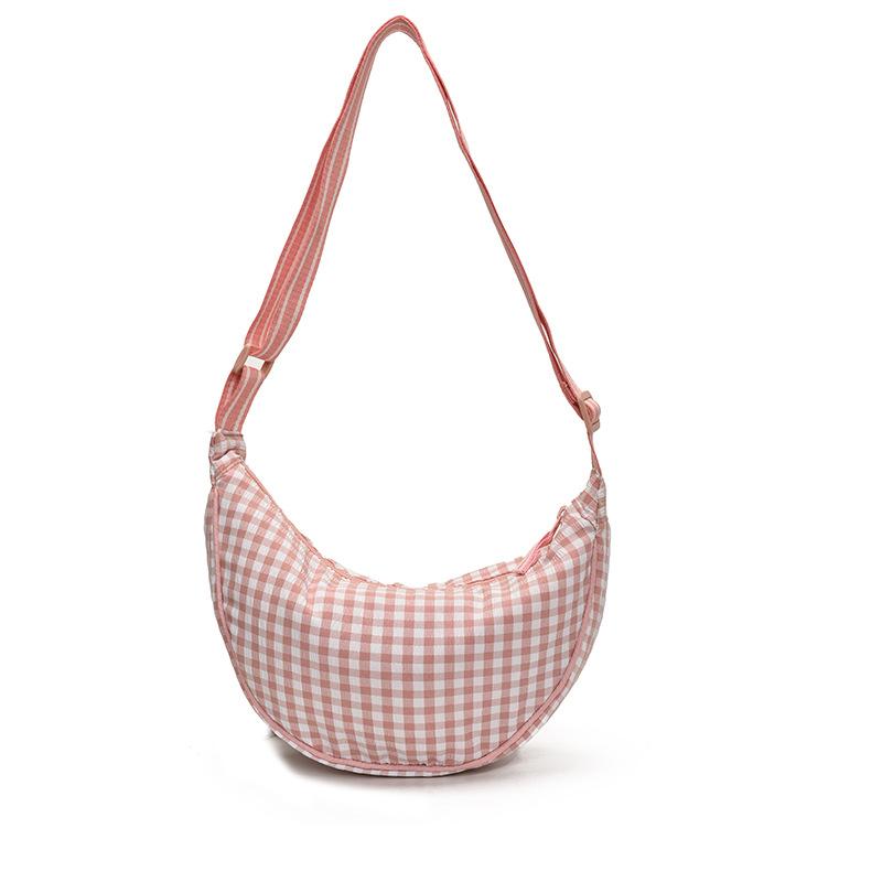 2025 Summer Retro Plaid Dumpling Bag Women's Versatile Shoulder Messenger Bag Casual Commuter Croissant Bag
