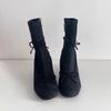 Bow High Heels Ankle Boots Women's Designer Chunky Suede Shoes 2026 Winter Fashion Boots New Pumps Chelsea Gothic Mujer Botas
