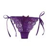 Women Thong Floral Embroidery Hollow Out Bow Decor See-through Lace Briefs