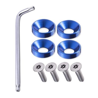 Car License Plate Anti-Theft Bolt License Frame Security Screws M6 (Blue)