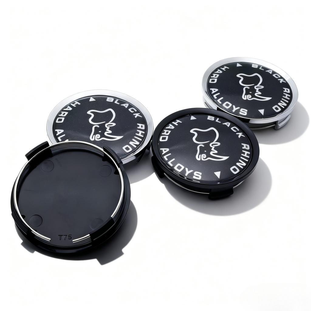 4pcs Black Rhino Logo Emblem Badge Car Wheel Center Caps 74MM Clips 69MM Wheels Hub Dust Cap Rim Hubcaps Cover Car Accessories