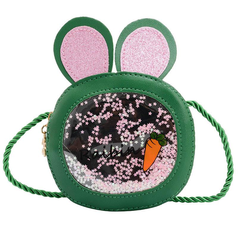 Cute Pu Children's Bag With Bunny Ears Mini Round Bag Sparkling Sequins Available In Multiple Colors