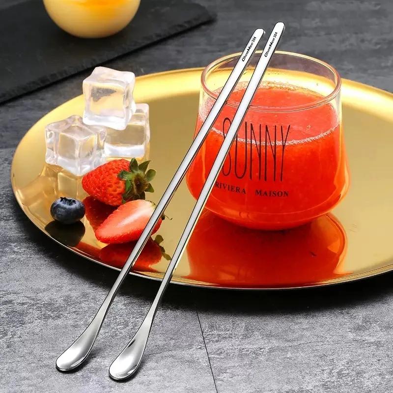 Long Handled 304 Stainless Steel Spoon - Coffee Tea Dessert Ice Cream Stirrer Versatile Picnic Kitchen Bar Grooming Accessories