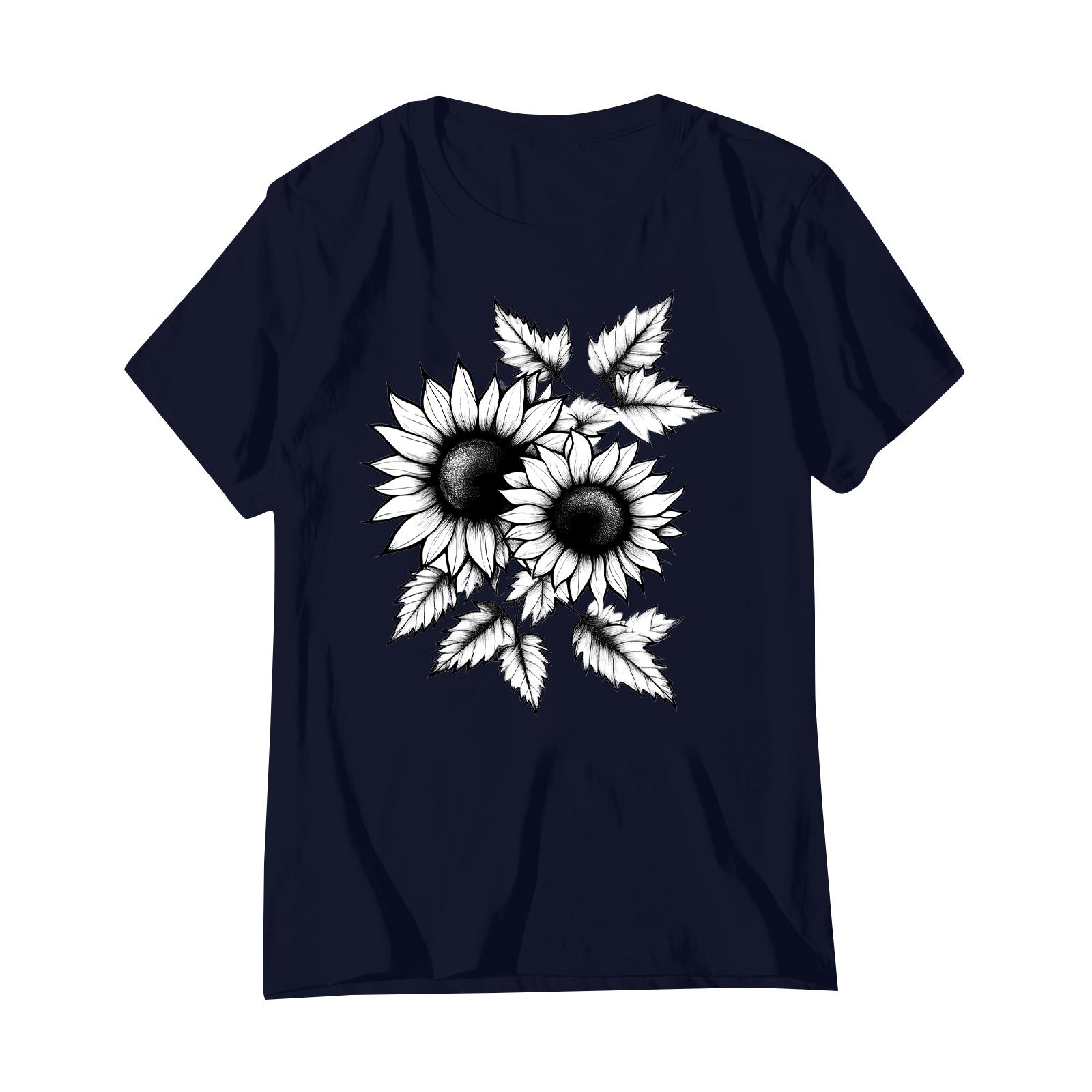 

Женская модная повседневная плиссированная футболка с коротким рукавом с принтом S тёмно-синий