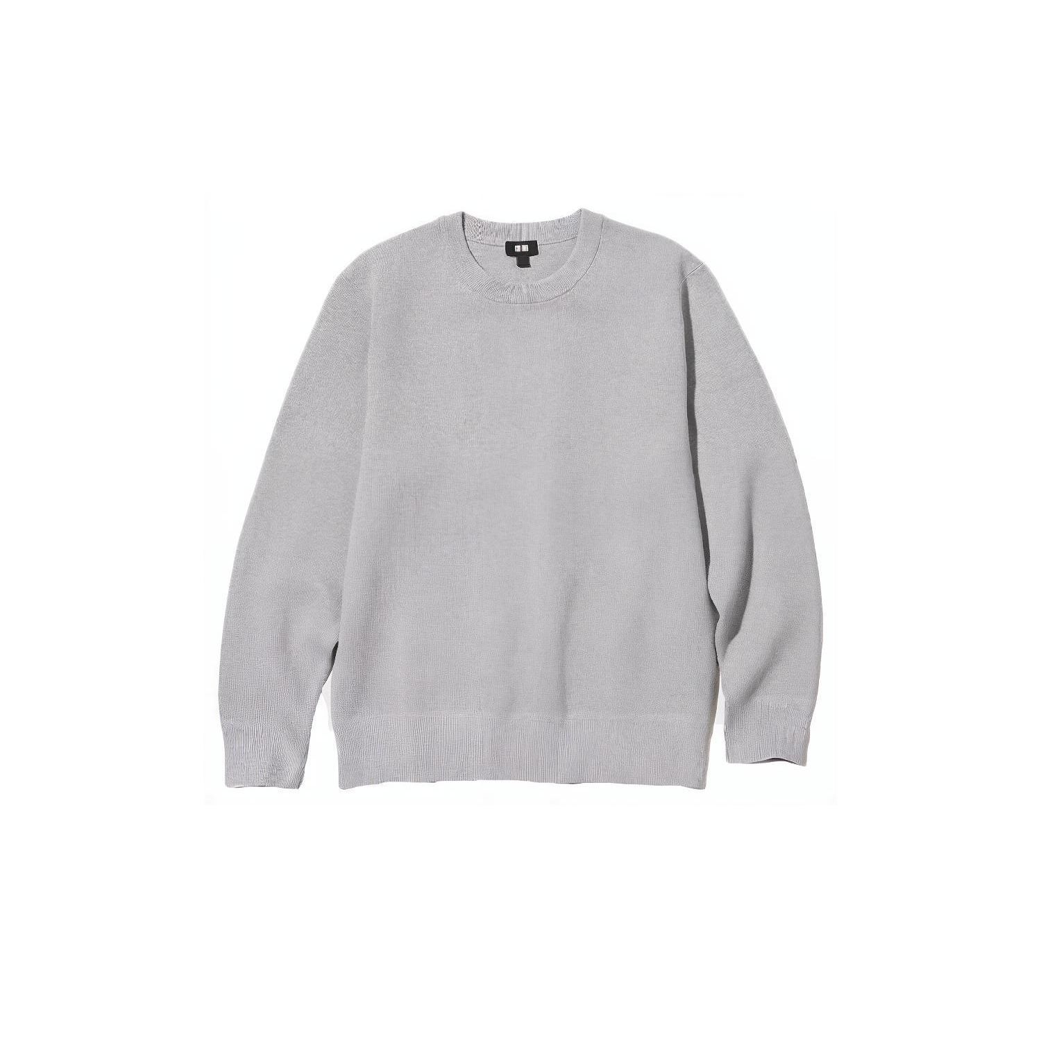 UNIQLO Однотонная прямая повседневная толстовка в рубчик Унисекс толстовка Серая 453754-03 XS white