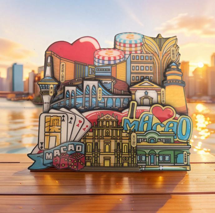 Hong Kong Macau Taiwan Scenic Wooden Refrigerator Magnet - Cultural and Creative Tourist Attraction Souvenir